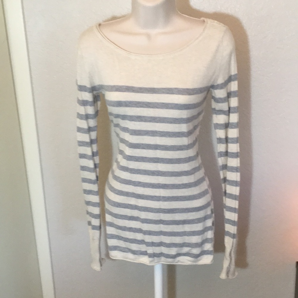 EUC cream long sleeve shirt with stripes